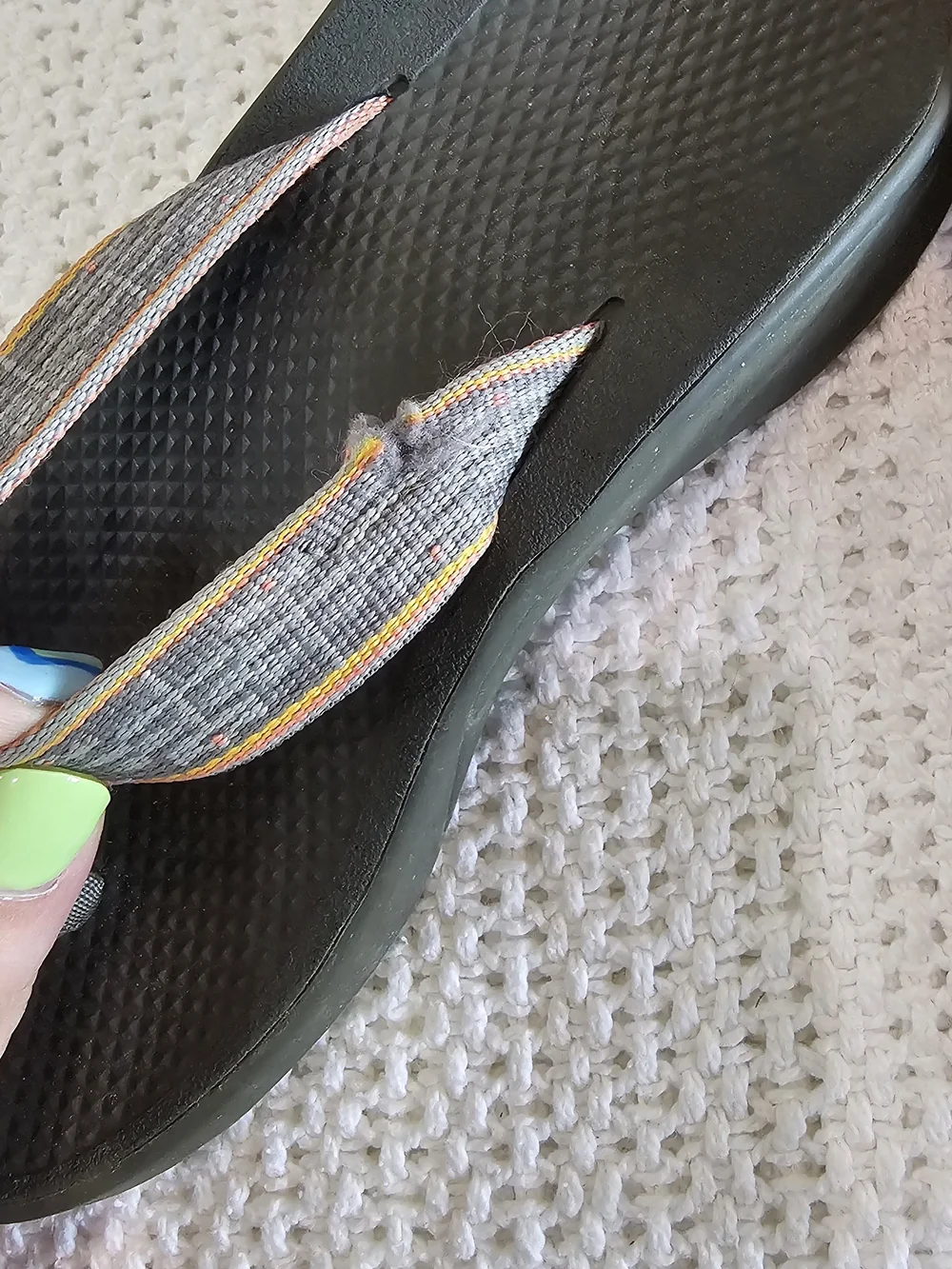 Chaco Kids Black Flip-Flops with Gray Straps and Yellow Accent